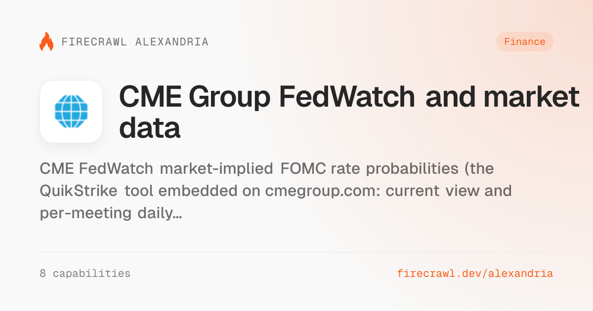 CME Group FedWatch and market data API for AI agents | Firecrawl Alexandria