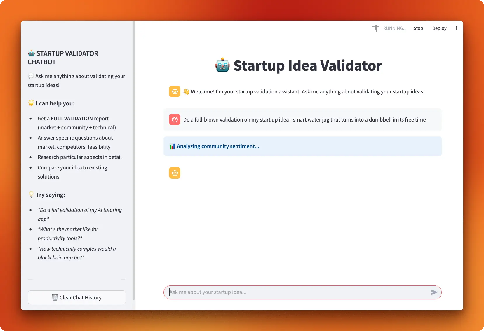 Startup Idea Validator project demo