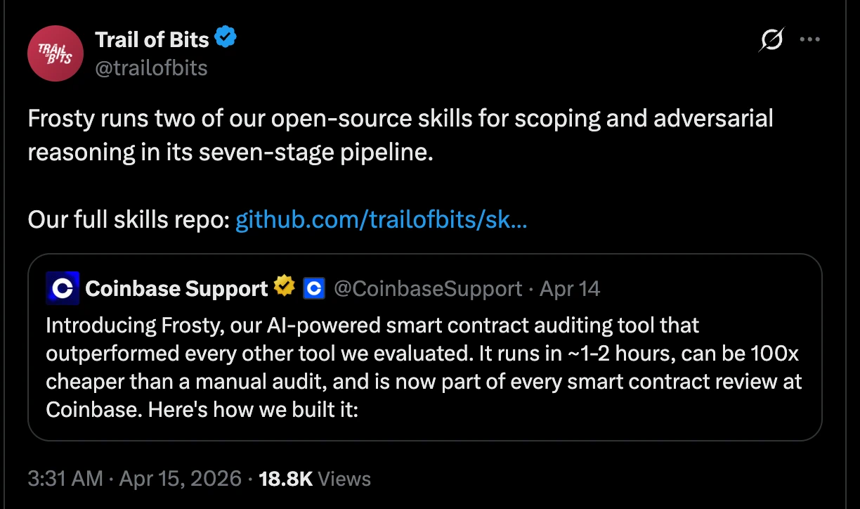 Trail of Bits describing open-source skills used in a smart contract auditing pipeline