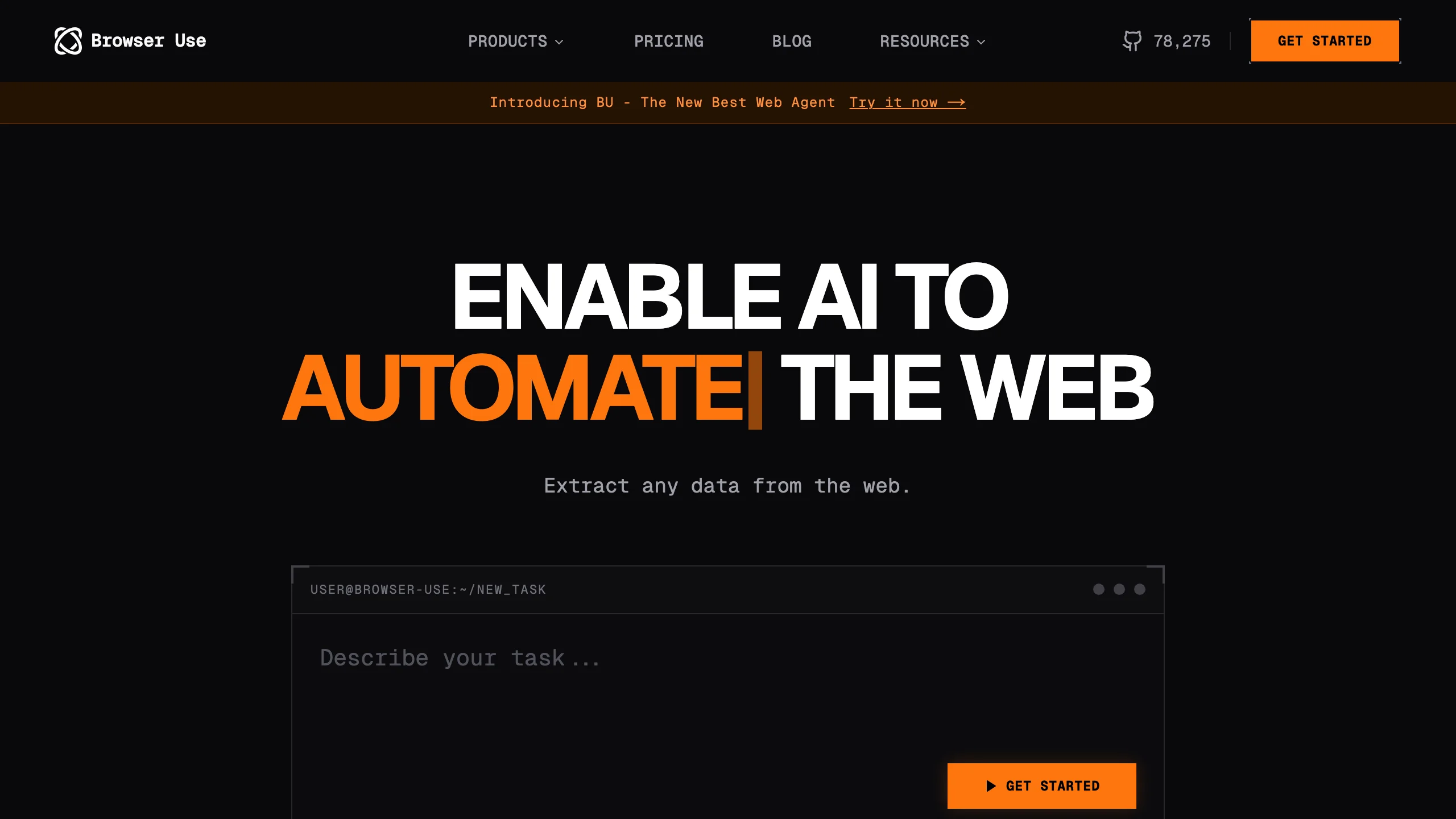 Browser Use homepage