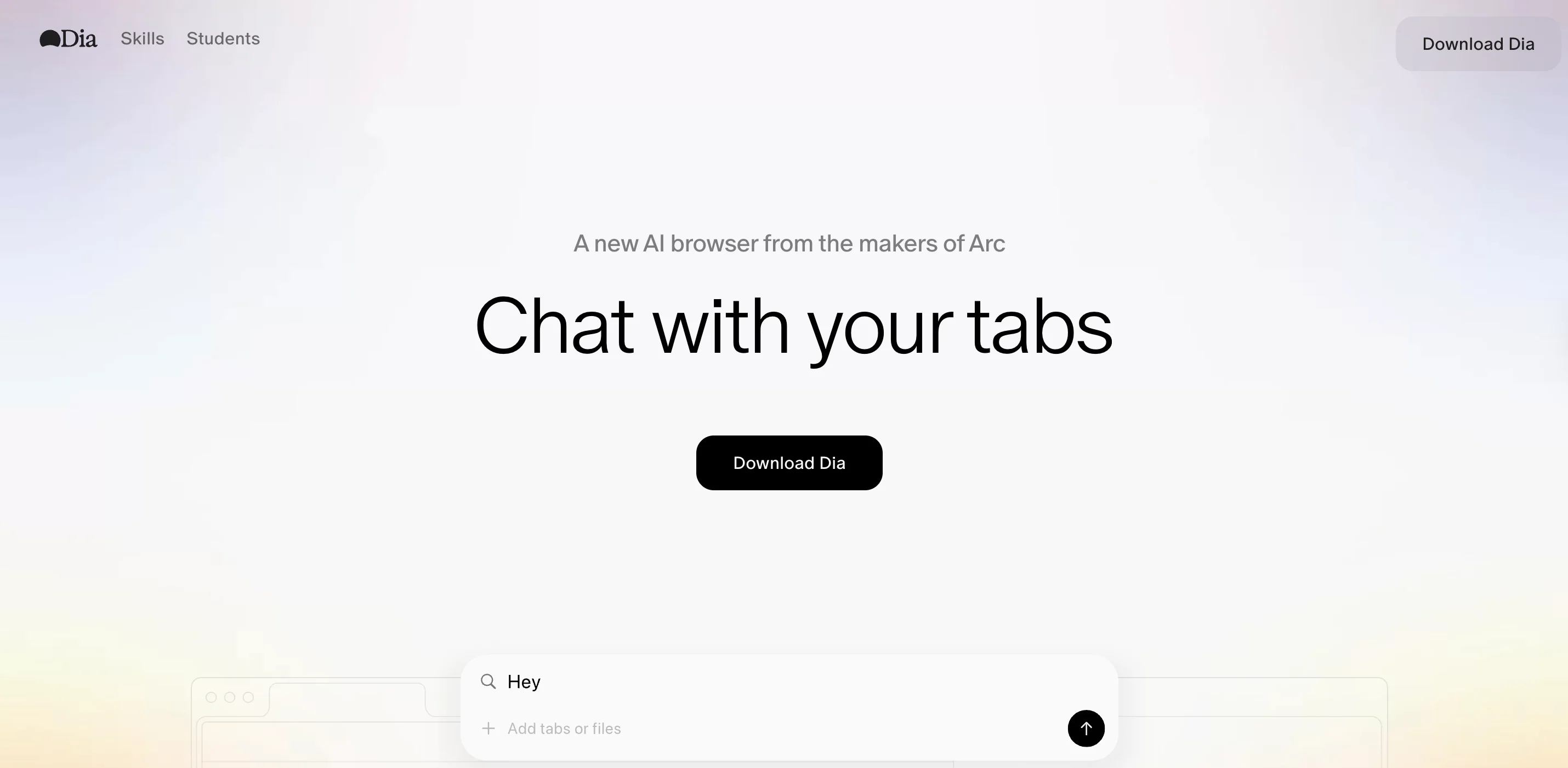 Dia Browser homepage