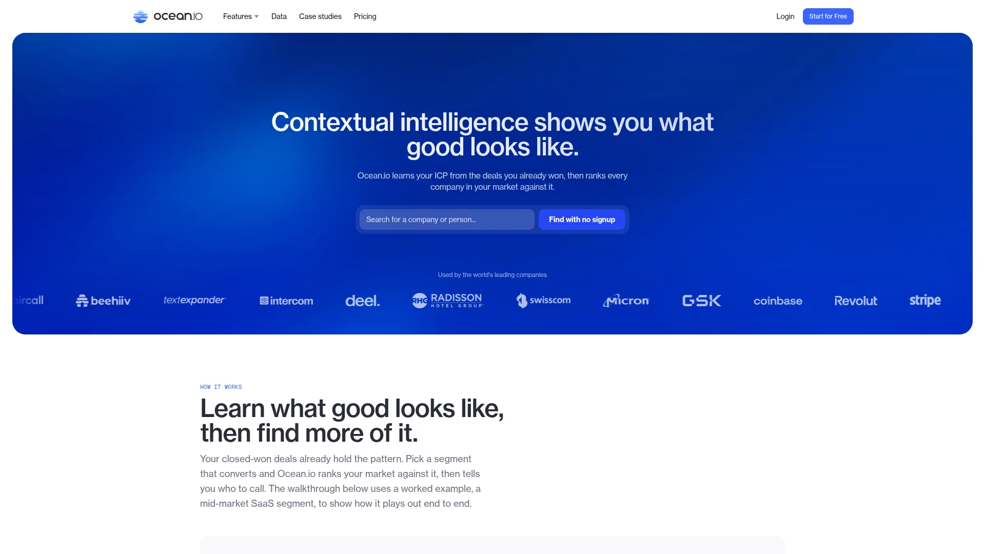 Ocean.io homepage