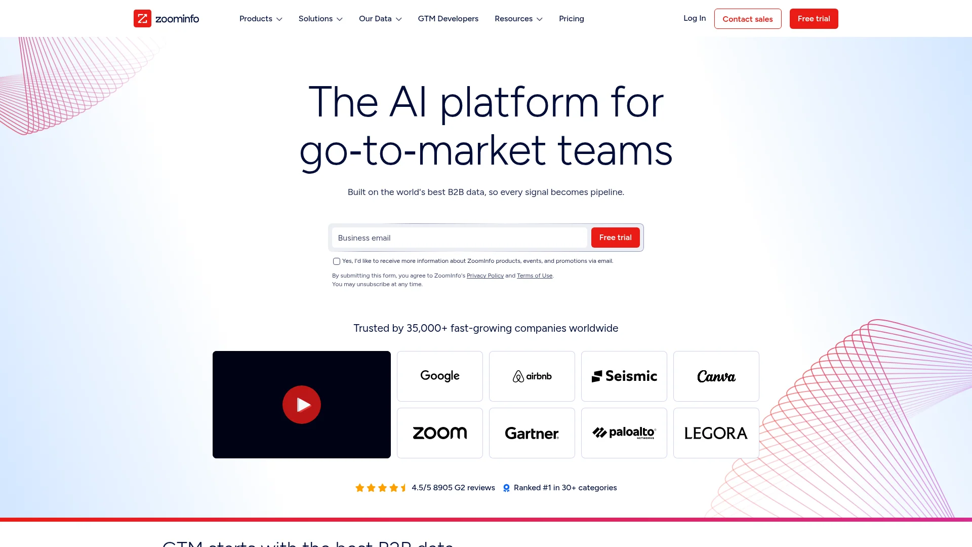 ZoomInfo homepage