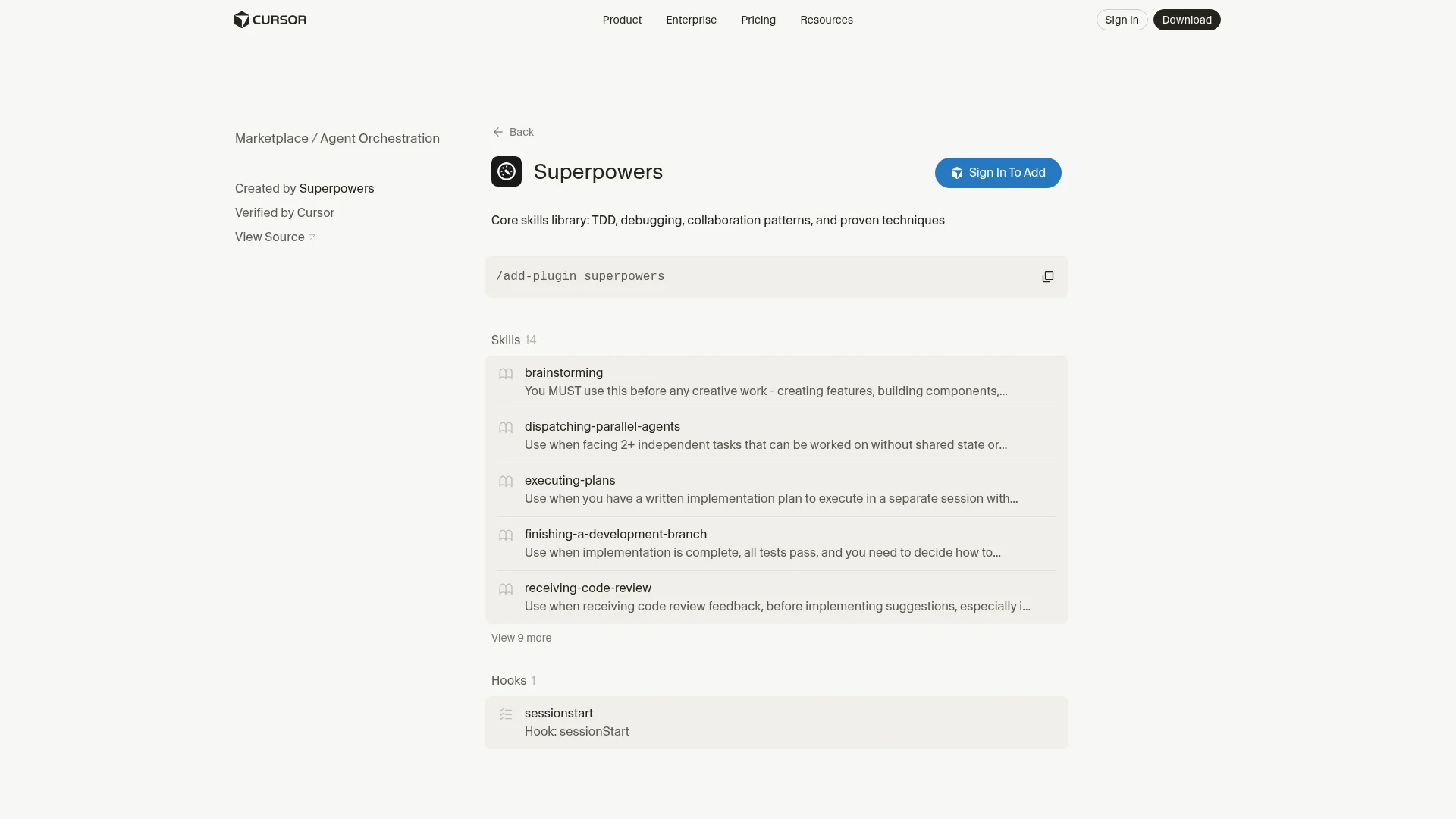 Superpowers plugin in the Cursor Marketplace