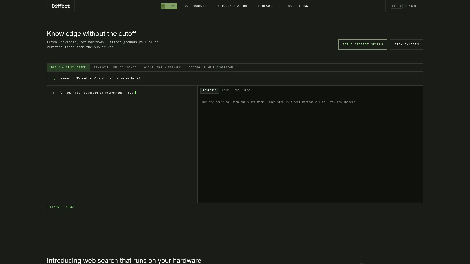 Diffbot homepage