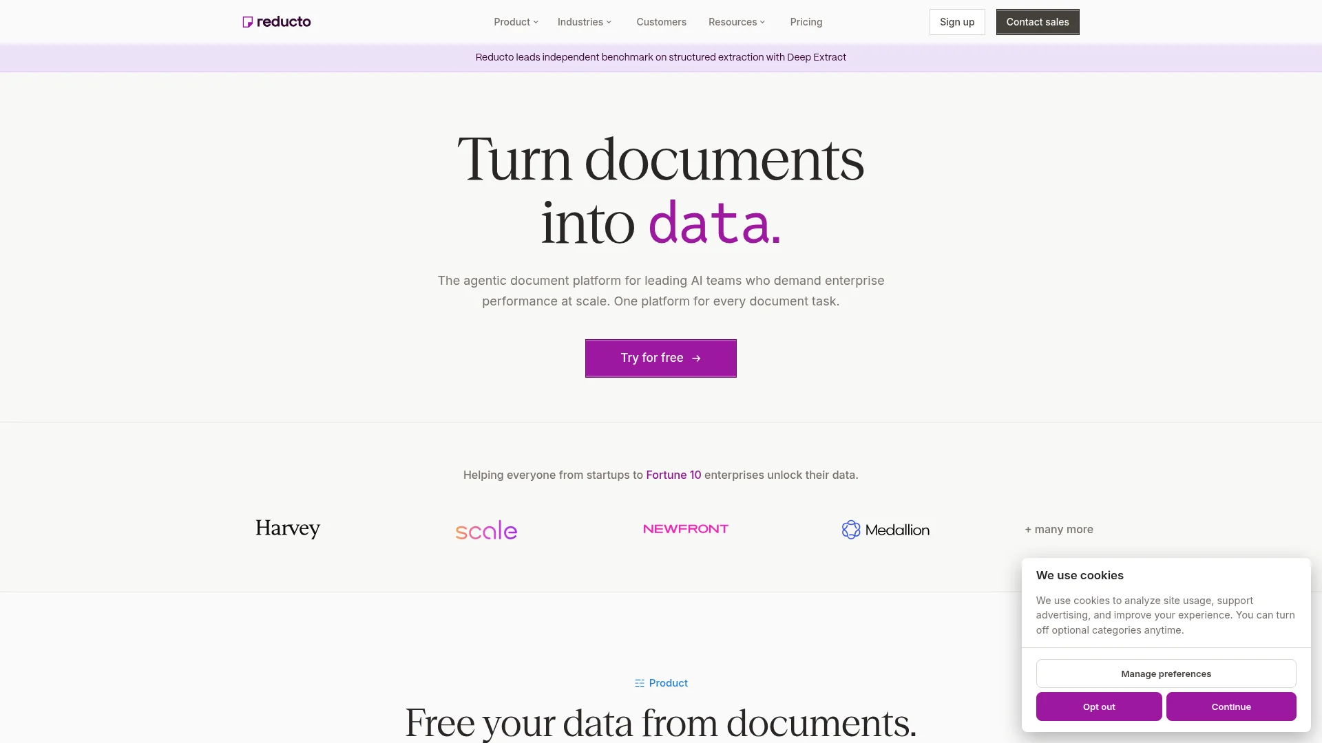 Reducto homepage