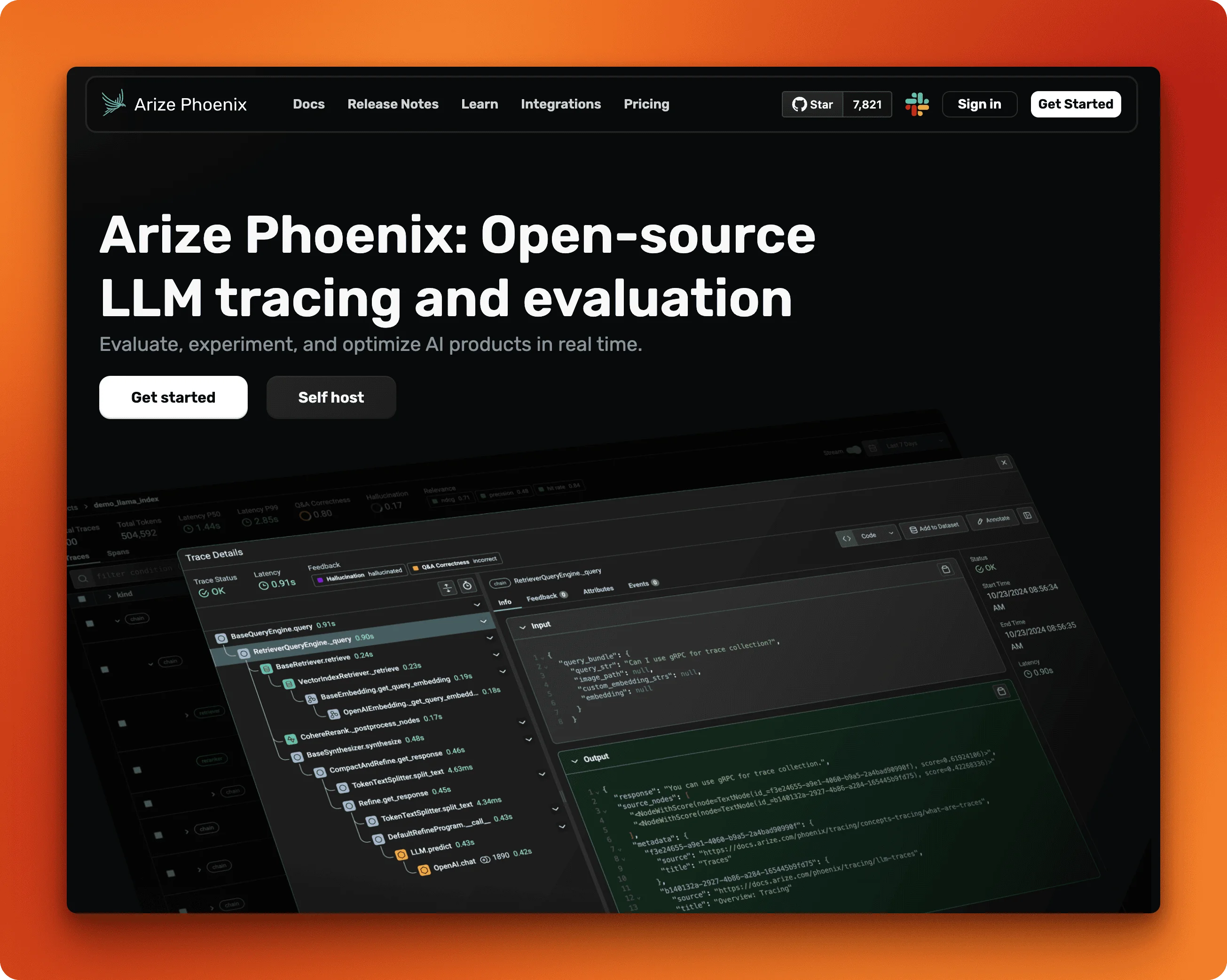 Arize Phoenix open source LLM evaluation tool with OpenTelemetry tracing and metrics