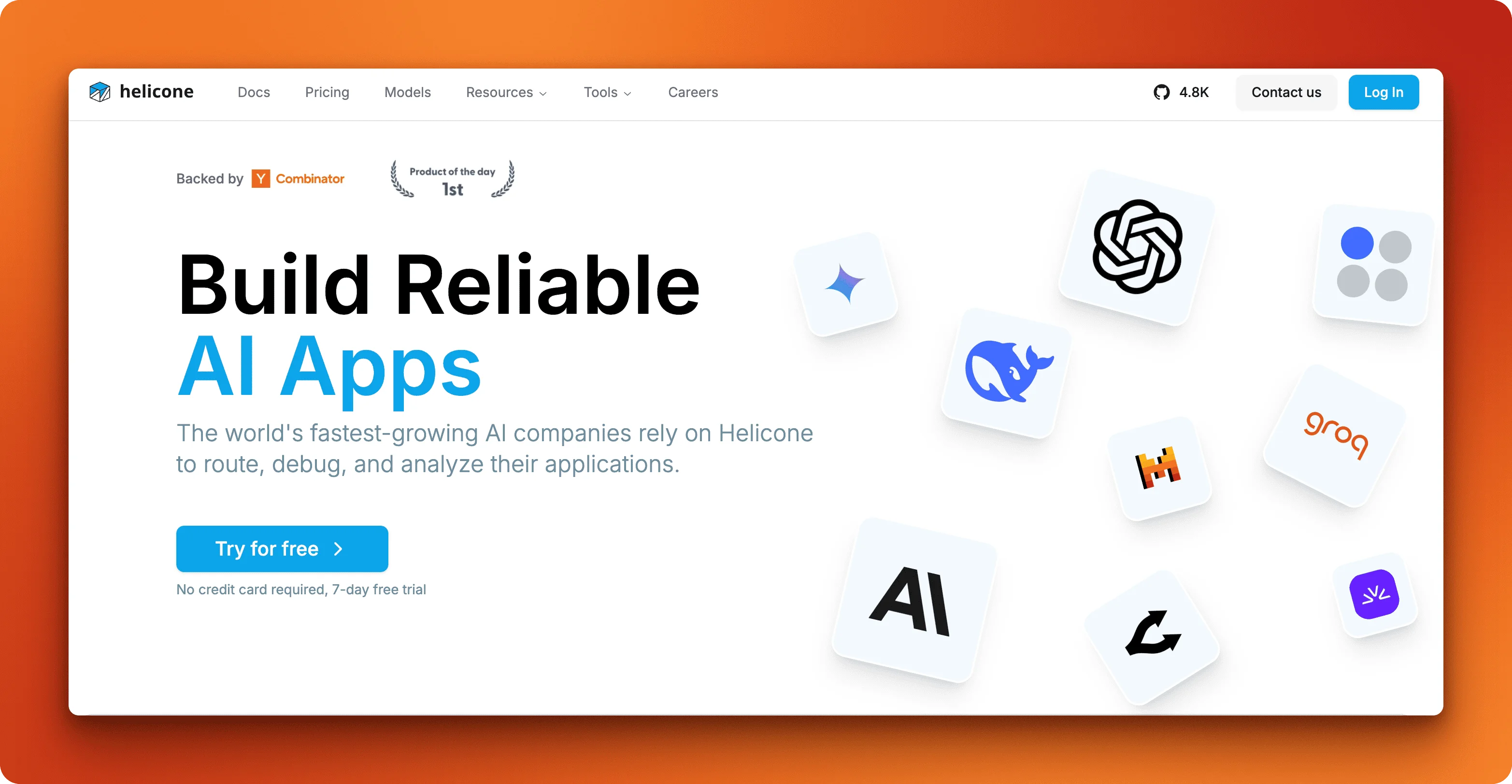 Helicone LLM gateway dashboard with cost tracking, caching, and request logging