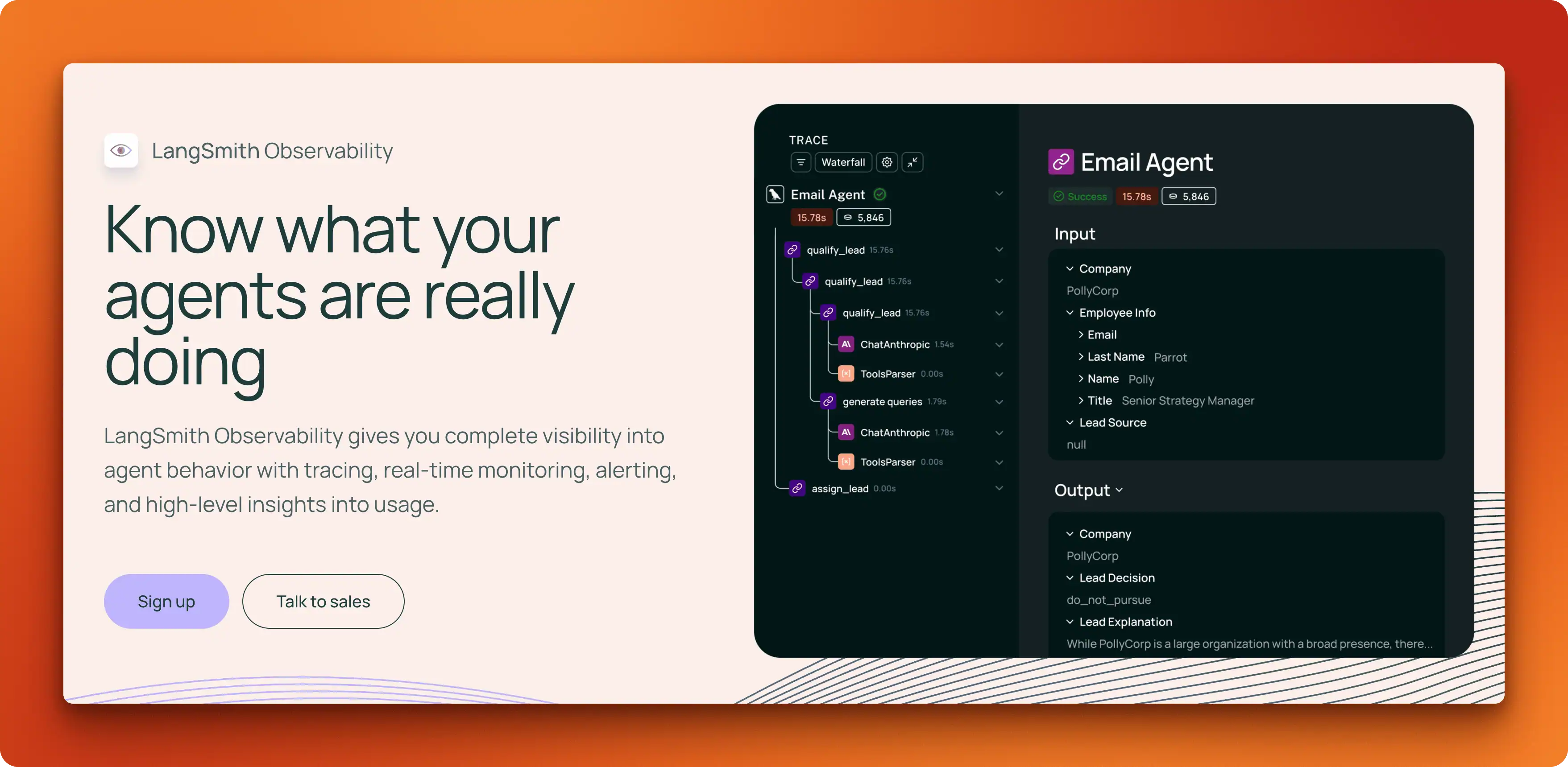LangSmith tracing and debugging interface for LangChain applications