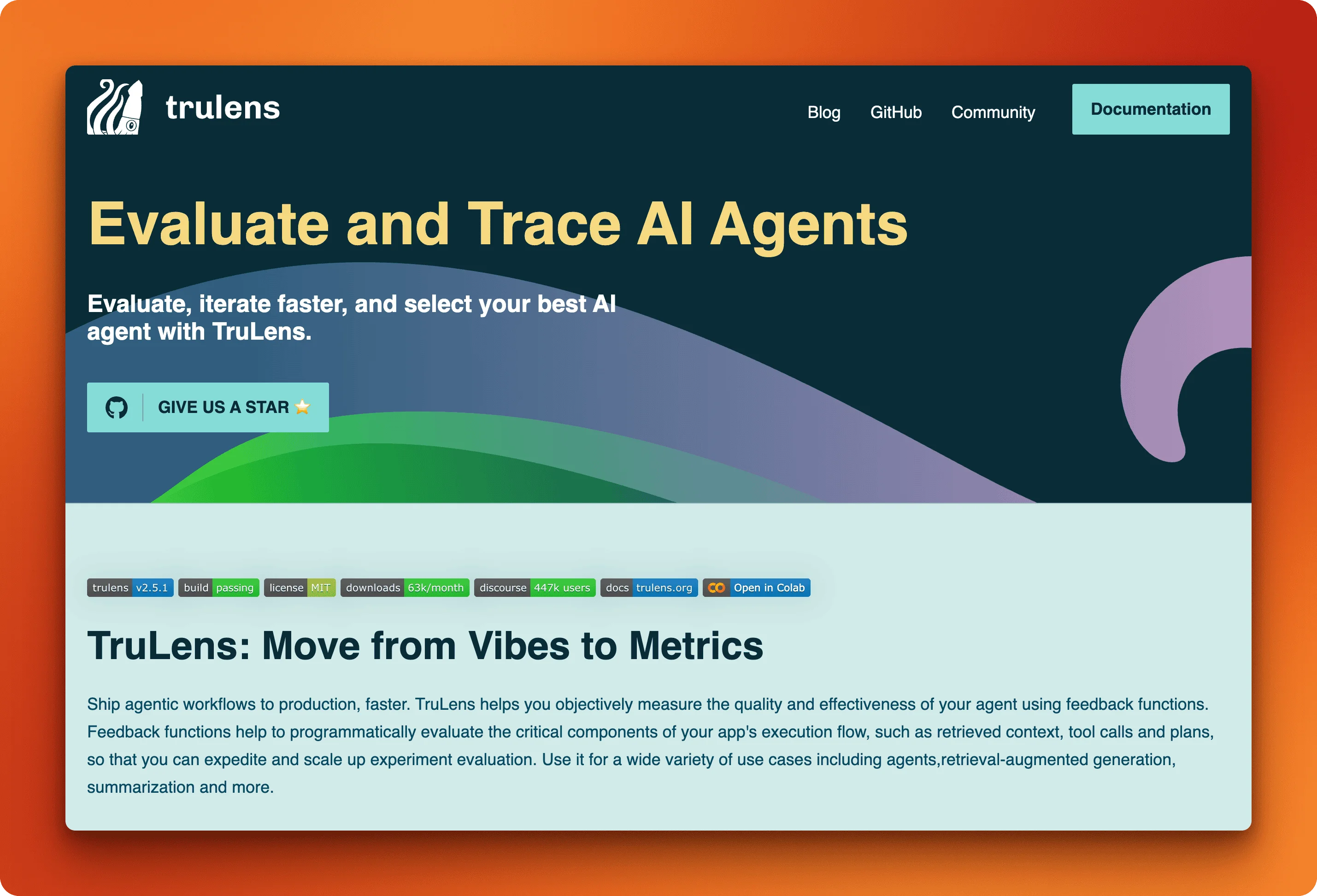 TruLens RAG evaluation framework showing feedback functions and quality metrics