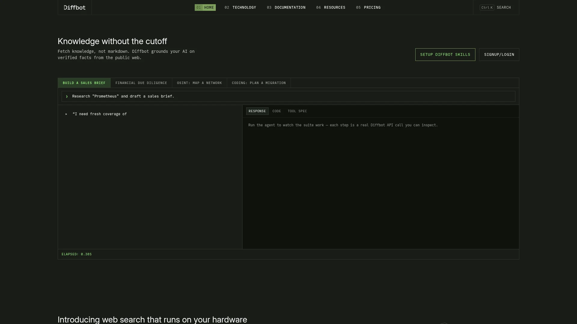 Diffbot homepage