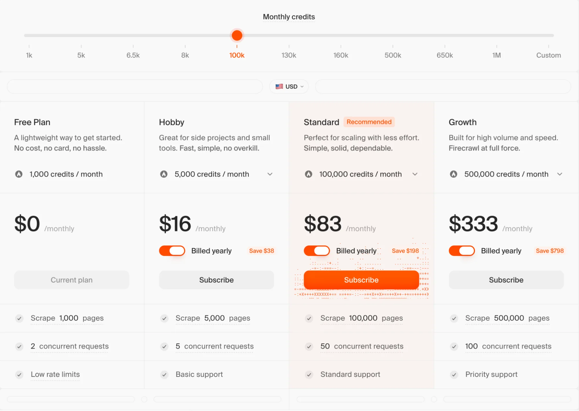 Firecrawl pricing page