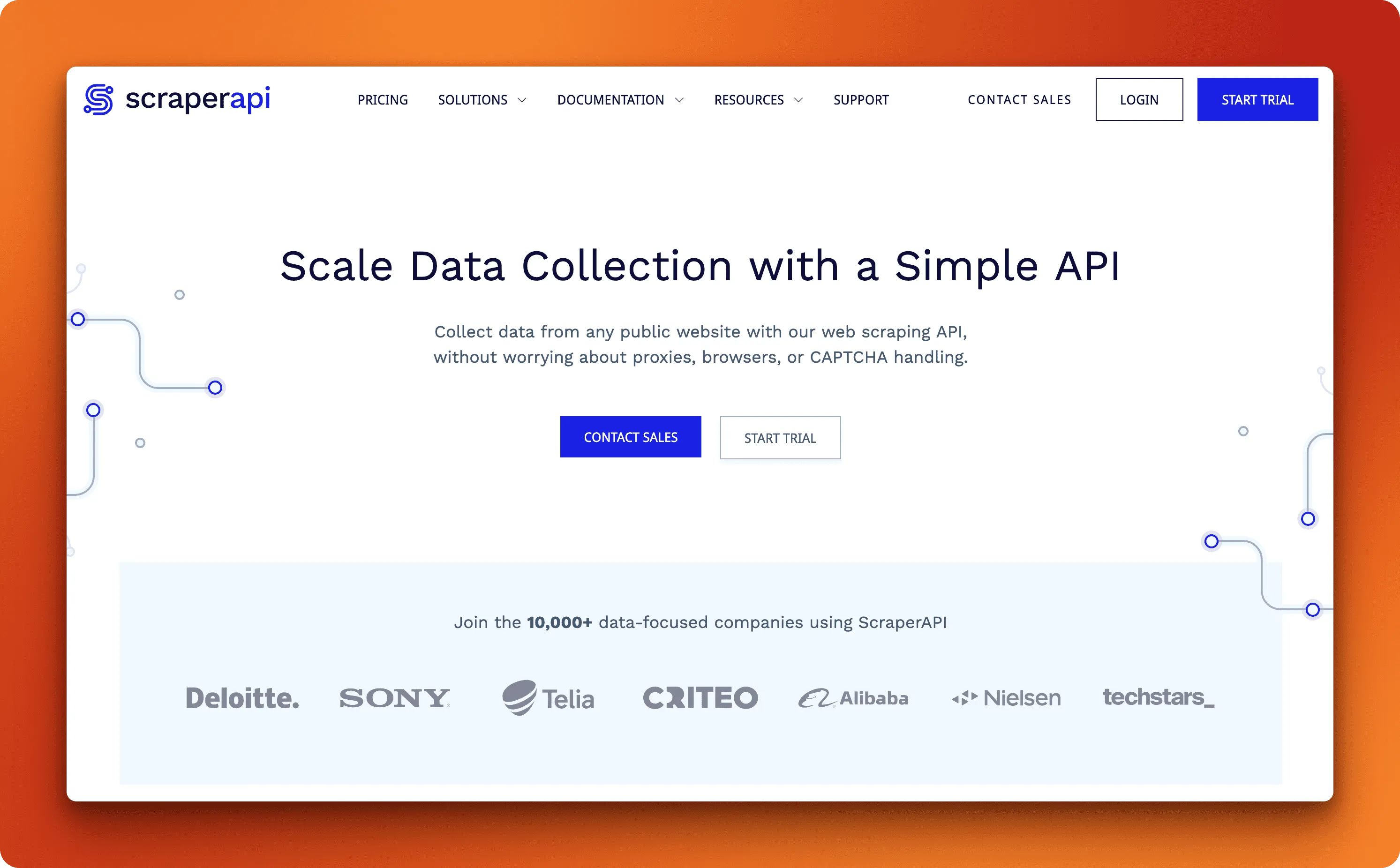 ScraperAPI Google SERP scraping interface with scheduled jobs and async mode options