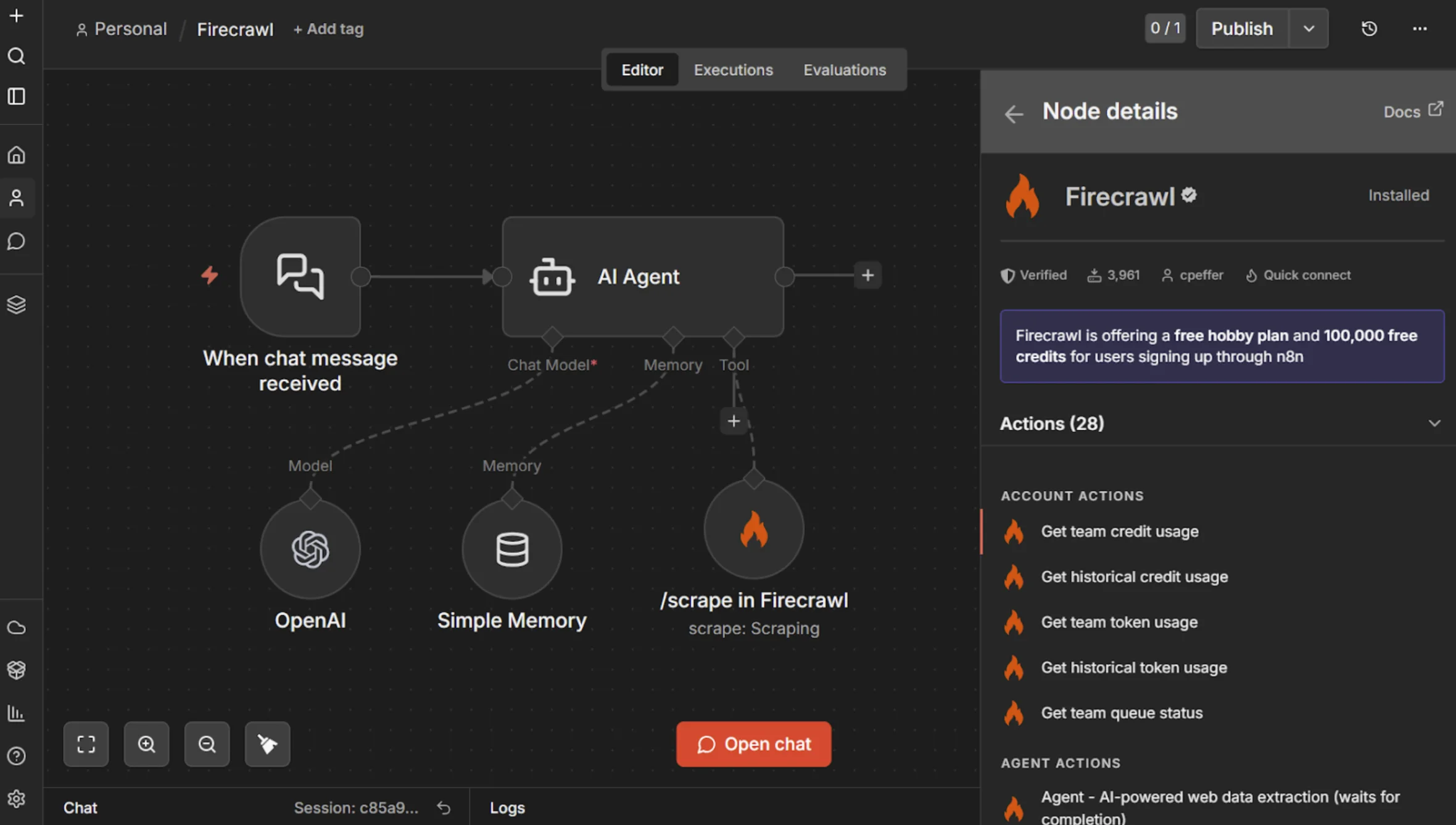 Firecrawl node in n8n
