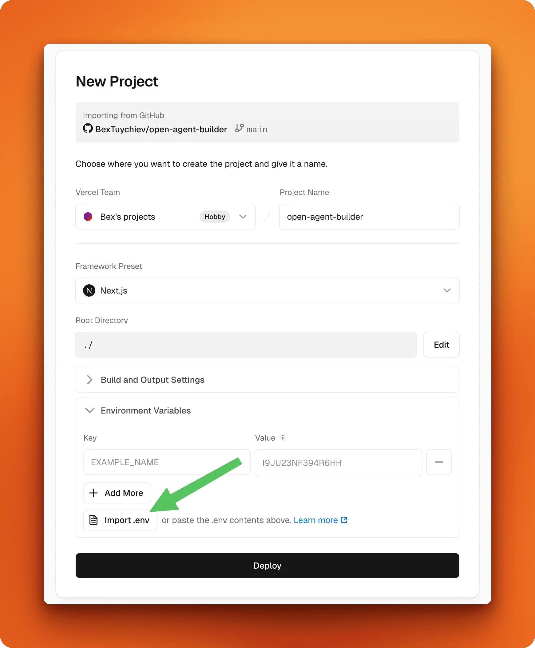 Vercel environment variables configuration