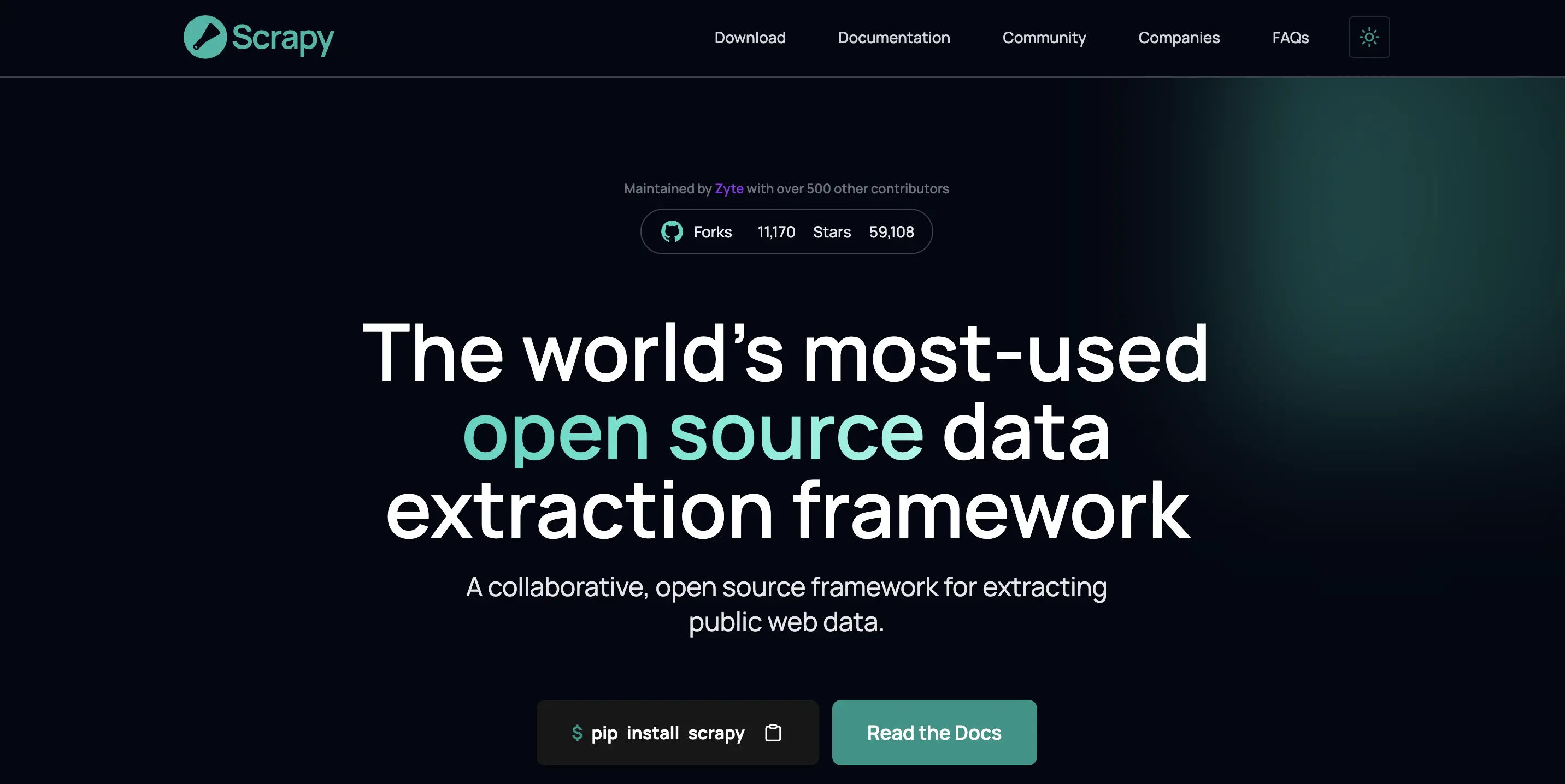 scrapy homepage screenshot