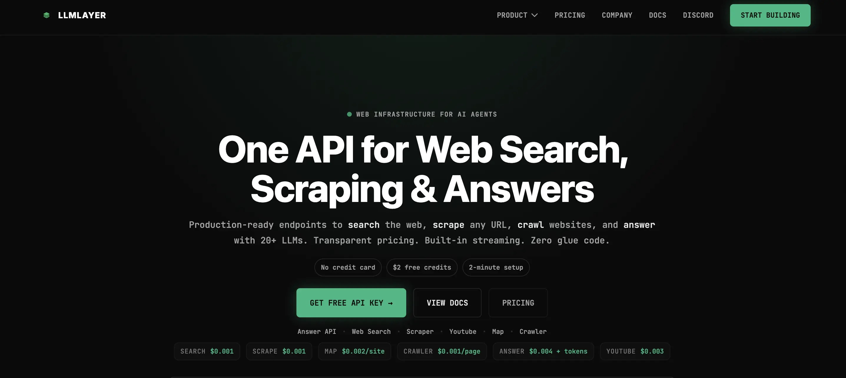 LLMLayer AI homepage screenshot