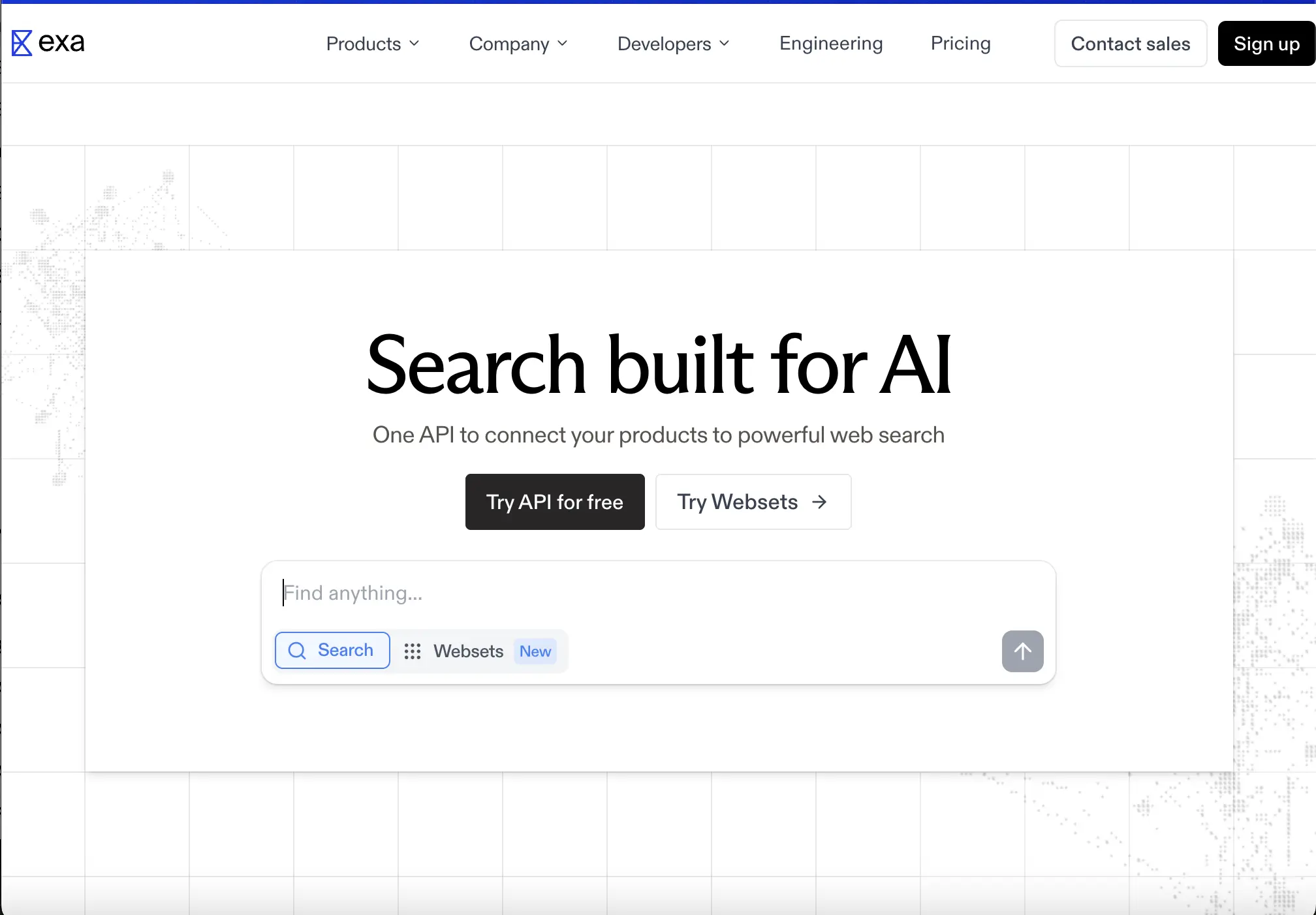 Exa homepage